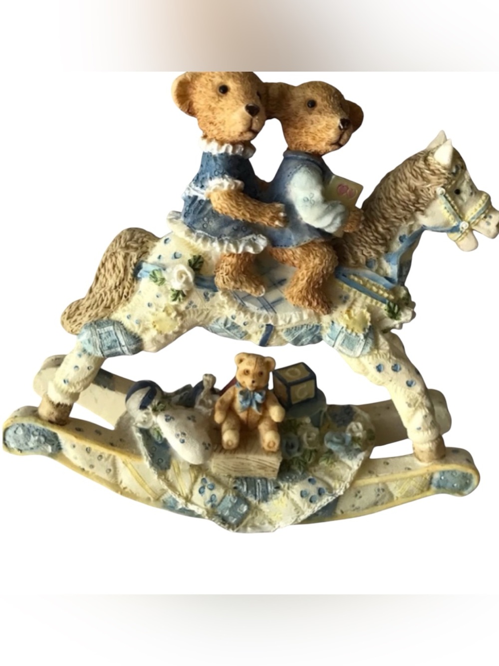 Vintage 1999 Trippie’s Inc Teddy Bears Rocking Horse Resin Figurine Decor